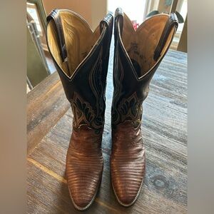 TONY LAMA EXOTIC WESTERN COWBOY BOOTS LIZARD SKIN 8536 BROWN MEN’S 9 1/2 D